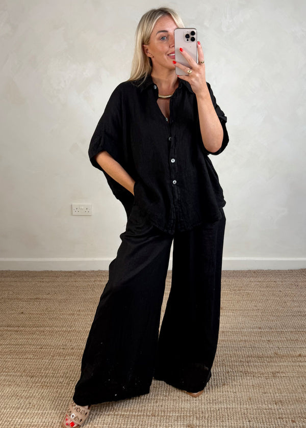 Wren linen trouser - black