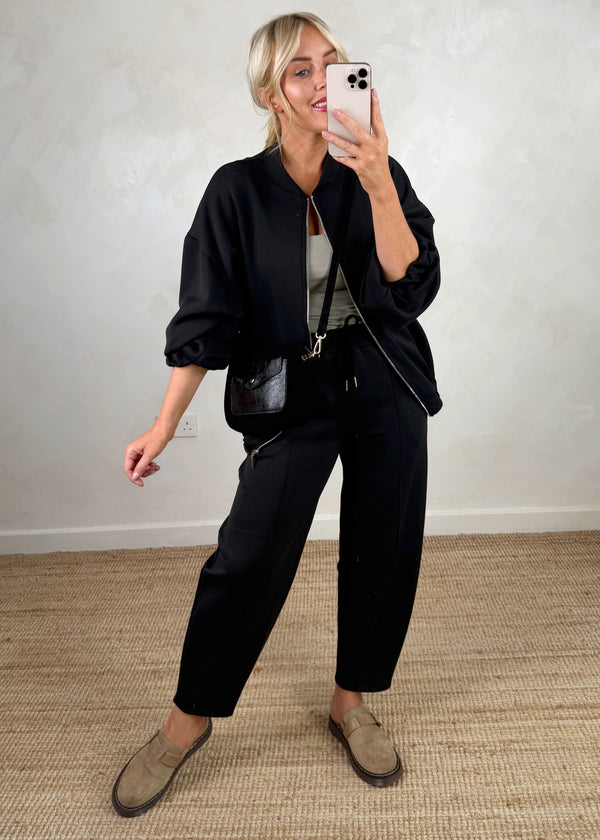 Carrot leg bomber co-ord set - black