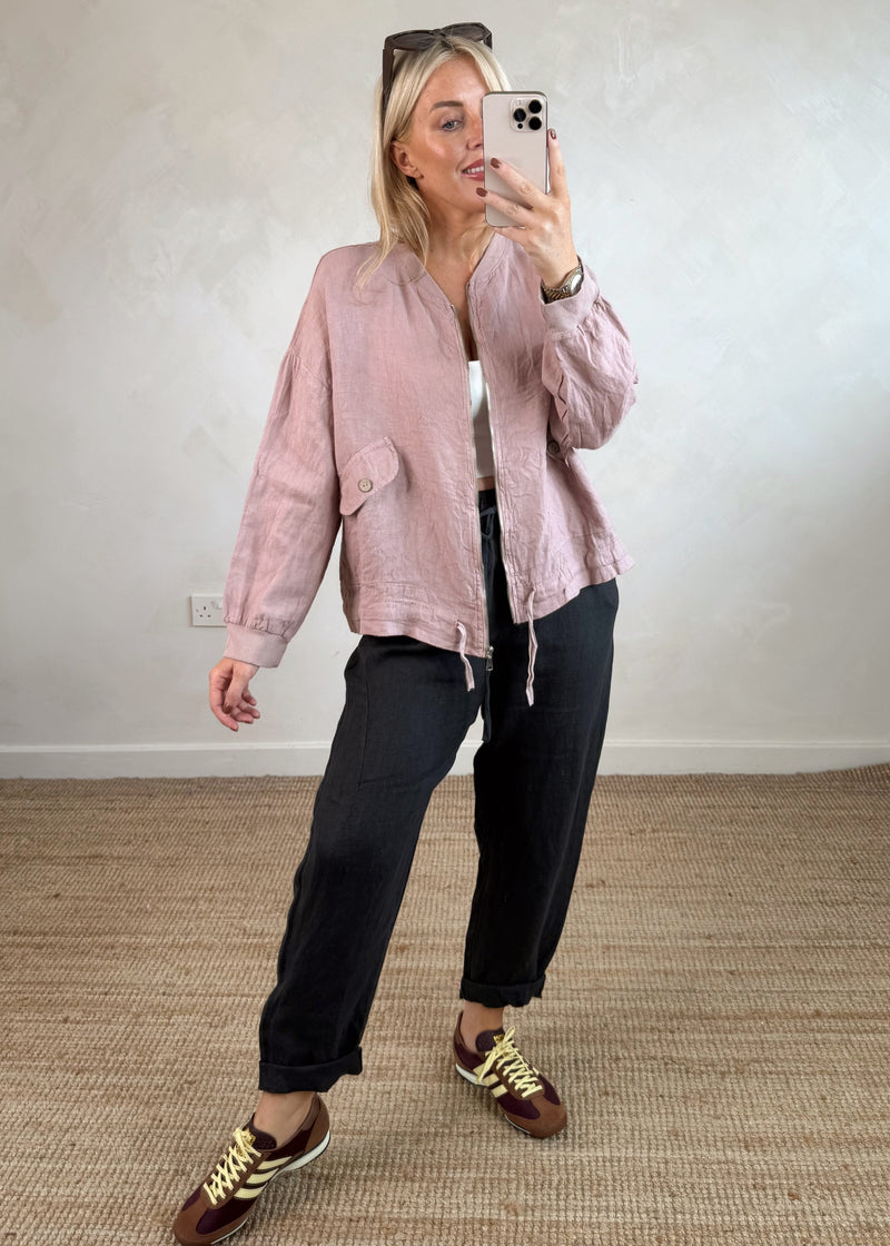 Oia linen bomber - blush