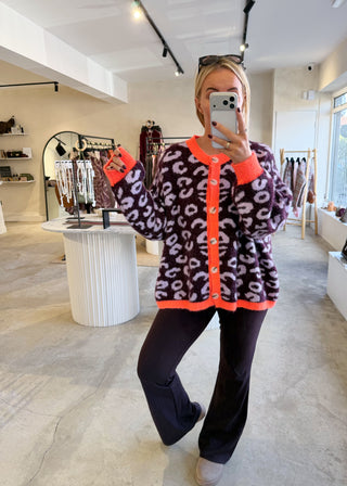 Sam chunky animal print knit - Aubergine