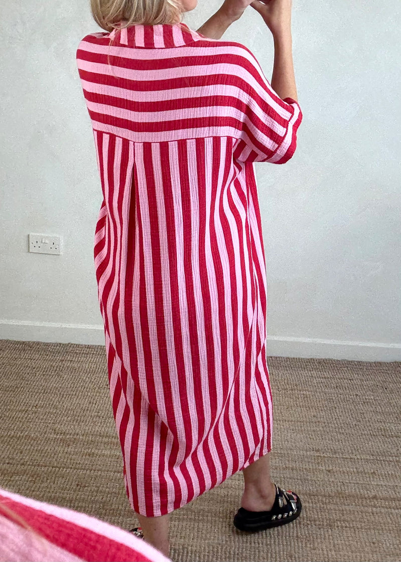 Tatum cheesecloth dress - pink/red