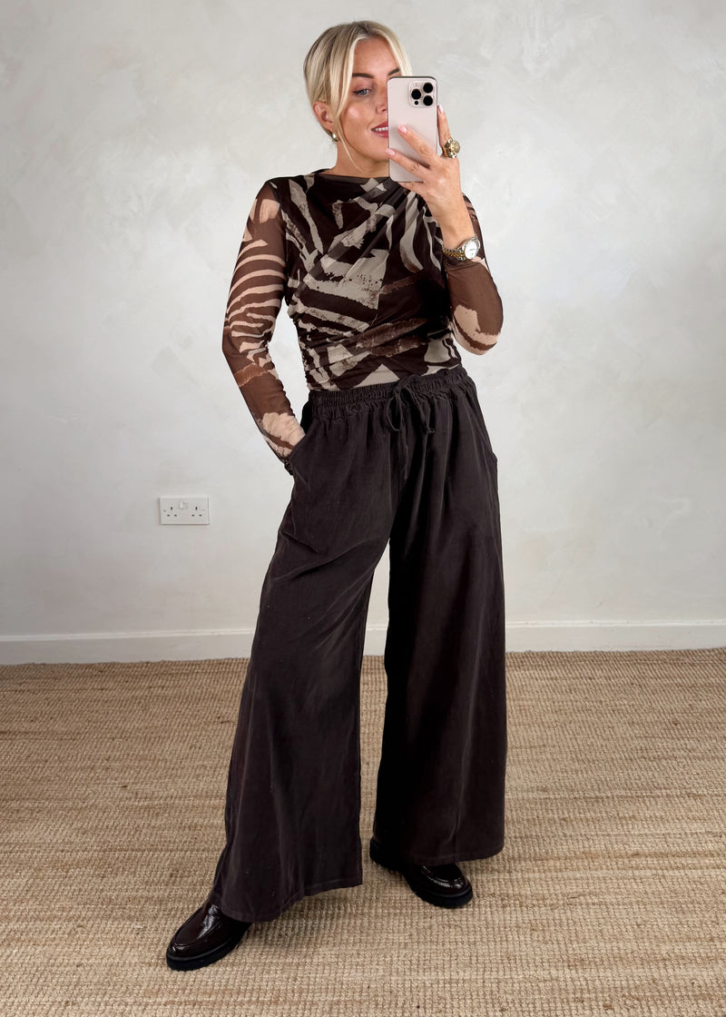 Talia Sheer top - chocolate