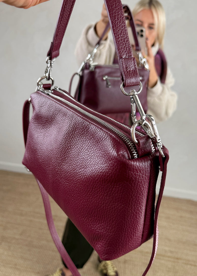 Molly zip leather bag - Merlot