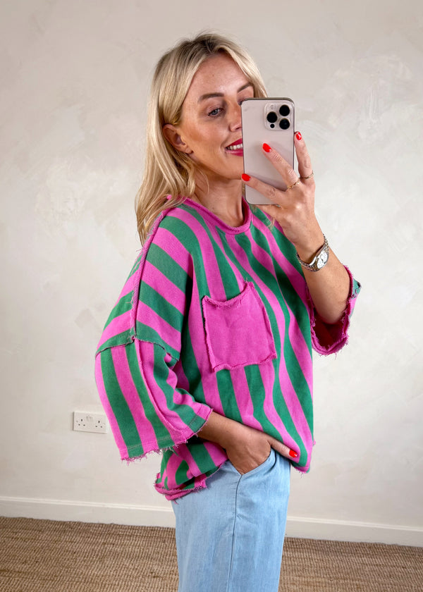 Romie striped sweater - pink/green