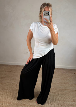 Drop side ruched tee - White
