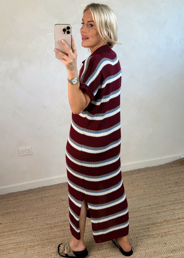 Coby striped dress - burgundy