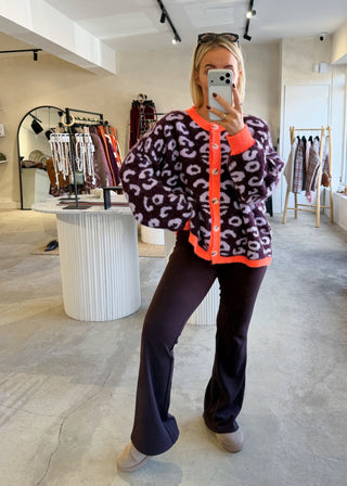 Sam chunky animal print knit - Aubergine