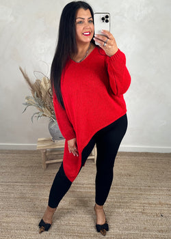 Bree asymmetric knit - Red