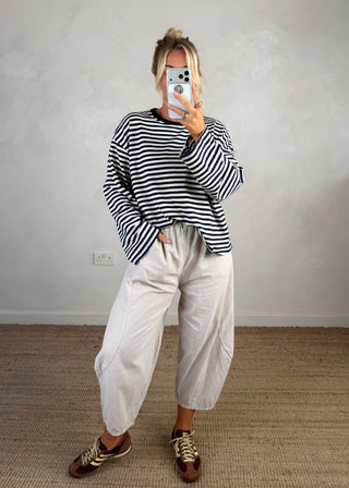 Nico crew neck striped tee - Navy/cream
