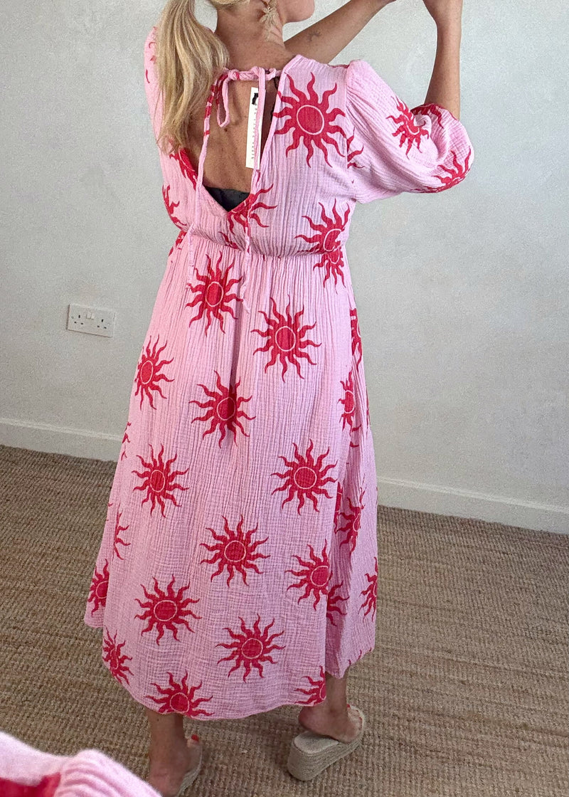Julia maxi - pink/red sun