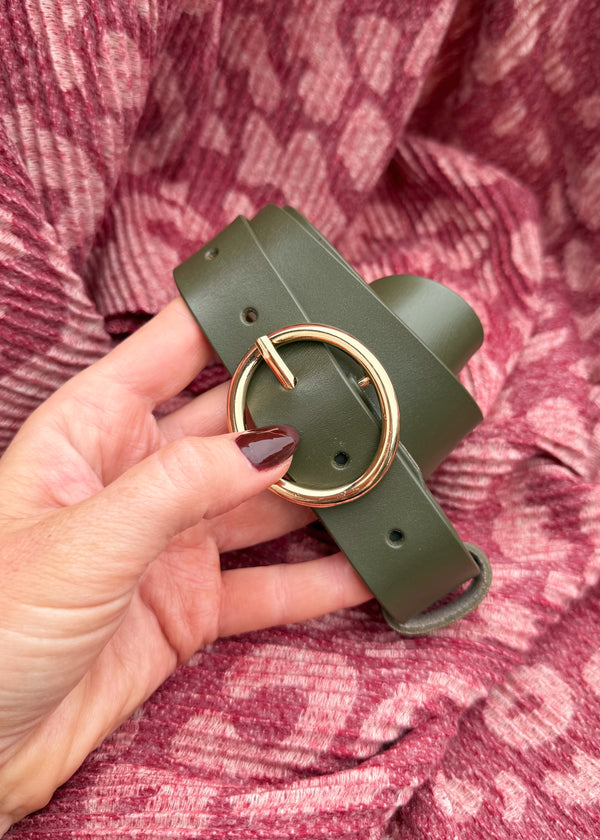 Leather belt - olive