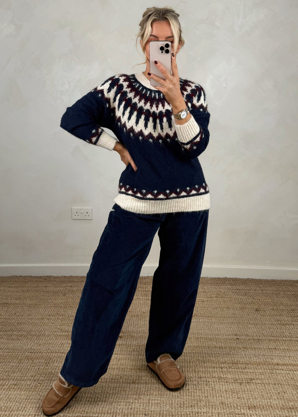 Aspen fair isle knit - navy
