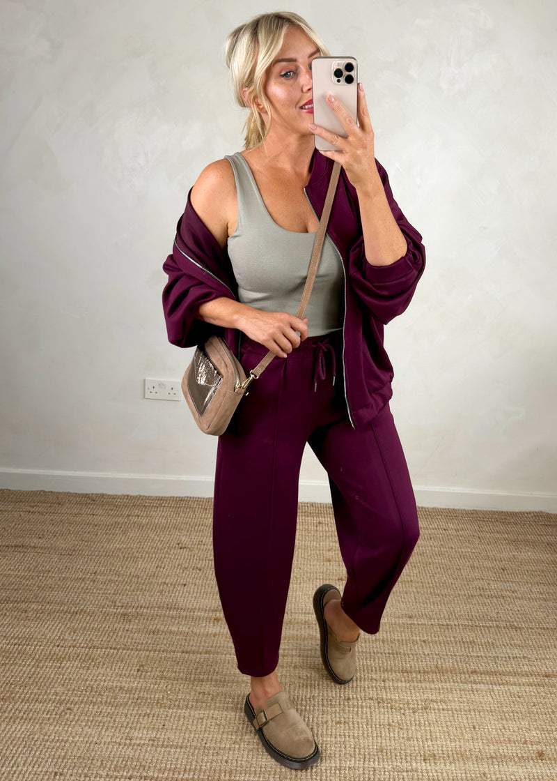 Carrot leg bomber co-ord set - Damson