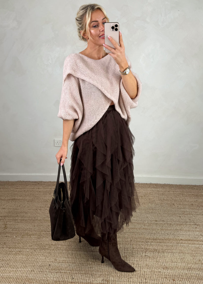 Anais cross front knit - blush