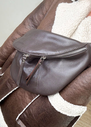 Tori leather sling bag - Chocolate