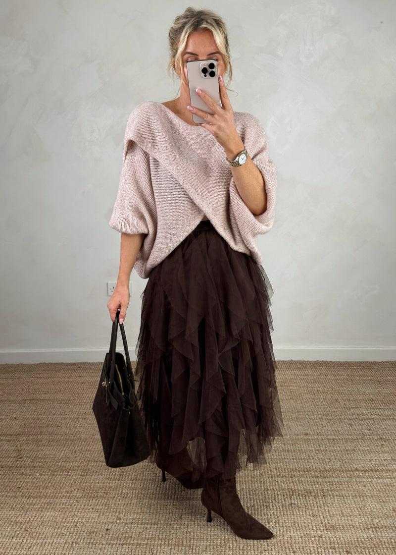 Anais cross front knit - blush