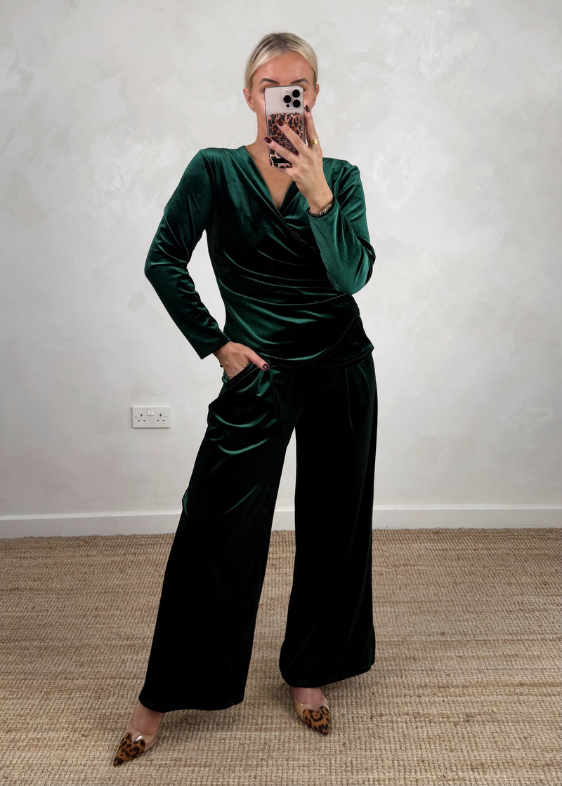 Cleo velvet blouse - jewel green