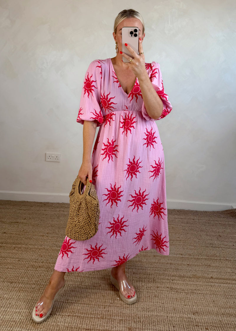 Julia maxi - pink/red sun