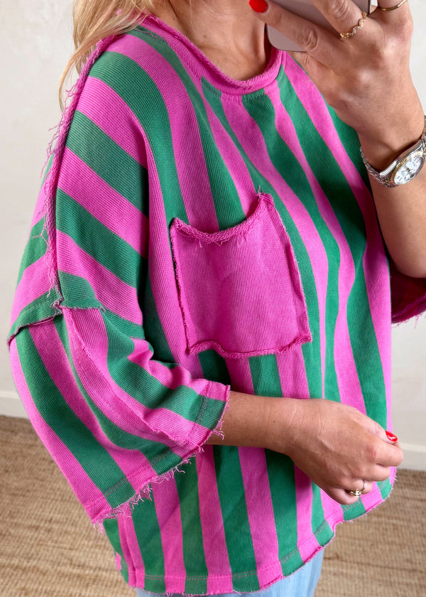 Romie striped sweater - pink/green