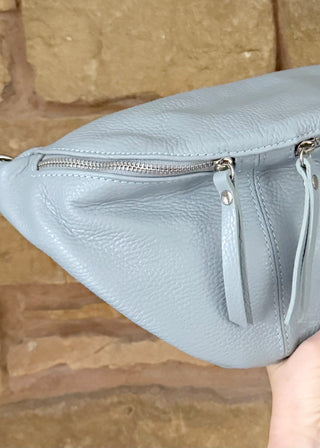 Tori leather sling bag - Sky blue