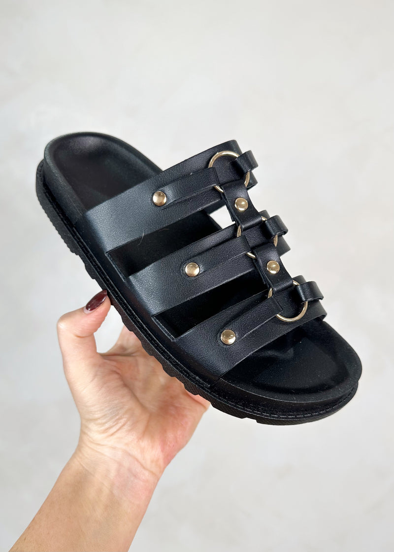 Caged sandal - black