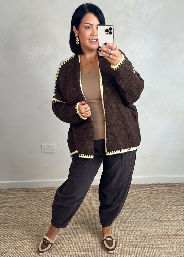 Ramona cardigan - chocolate/lemon