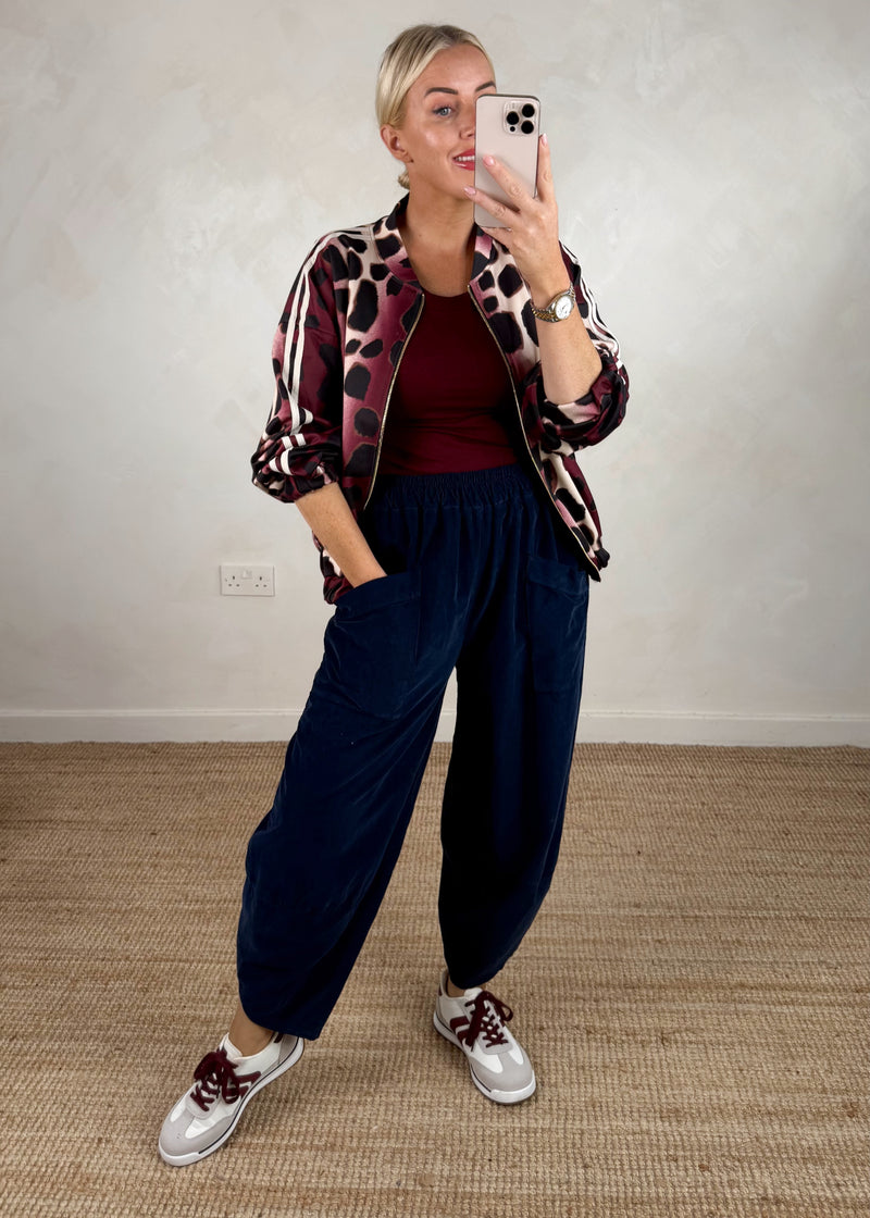 2 stripe bomber jacket - Merlot