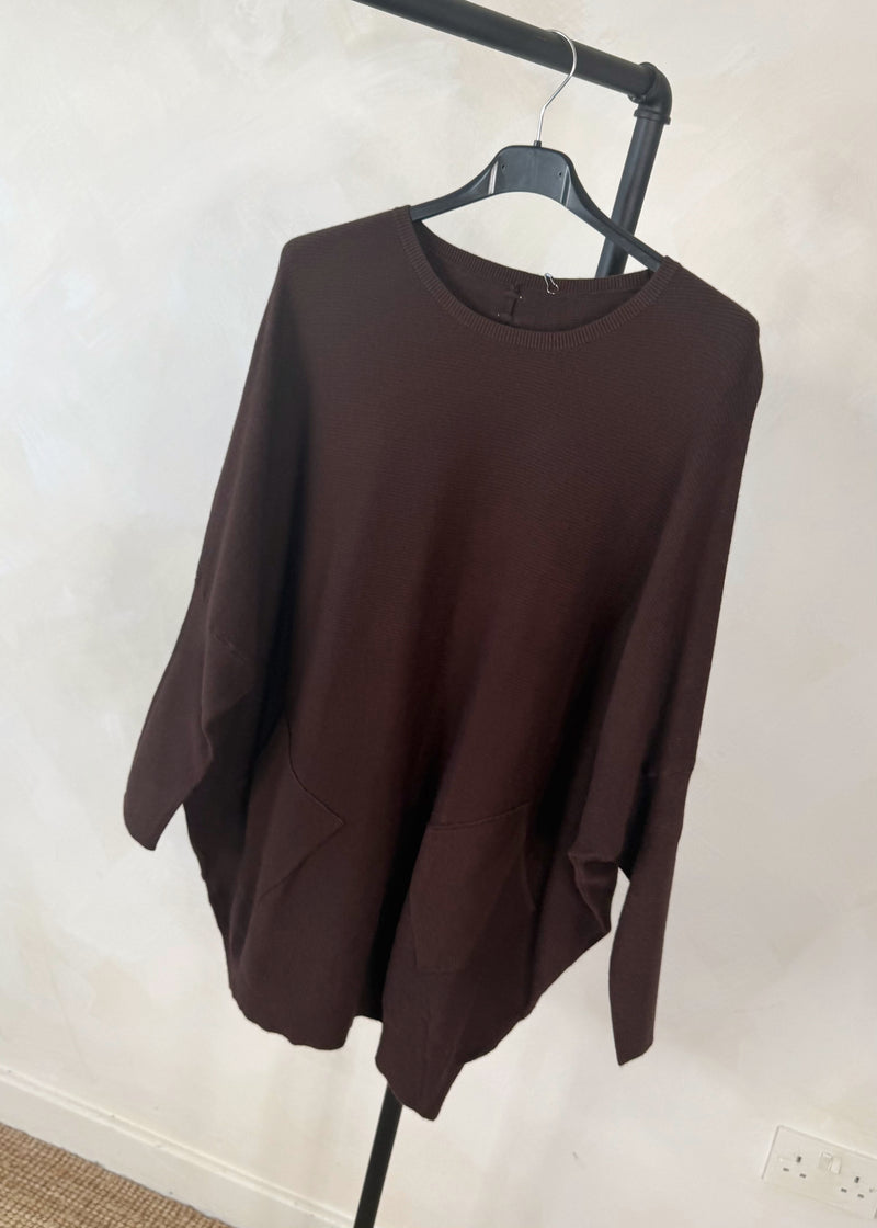 Ingrid pocket knit - chocolate