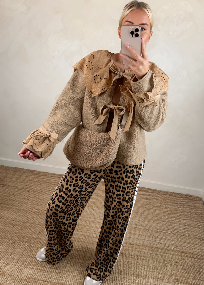 Posey tie front teddy jacket - camel