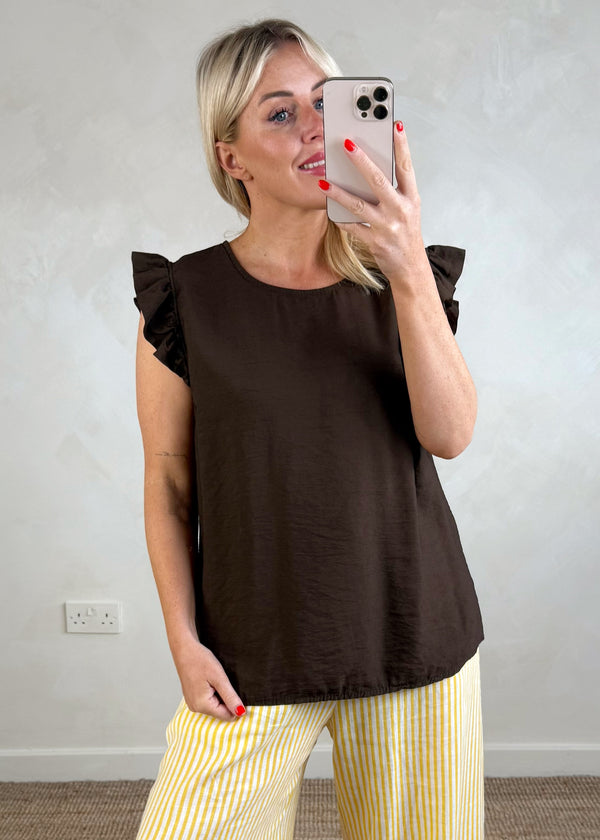 Kiki Frill top - brown