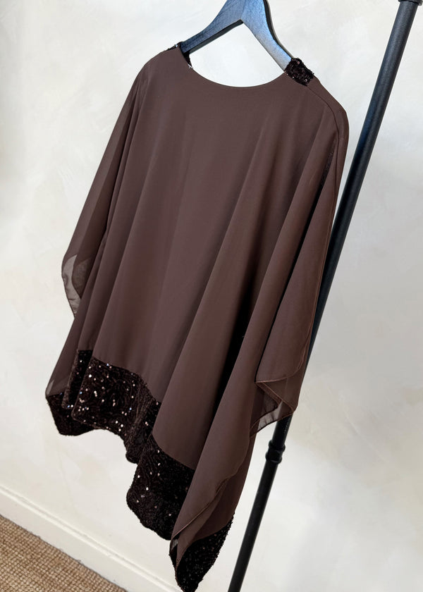 Dasher sequin blouse - chocolate
