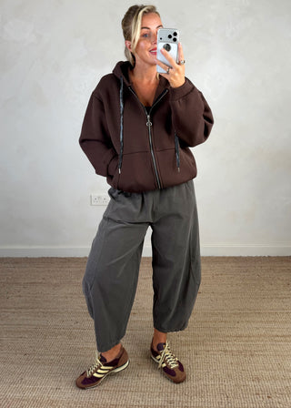 Cabana baby cord barrel leg trouser - Taupe
