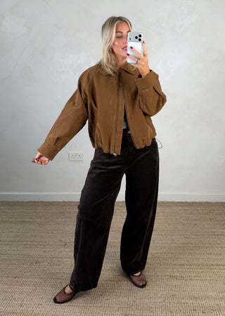 Collared zip front jacket - Tan