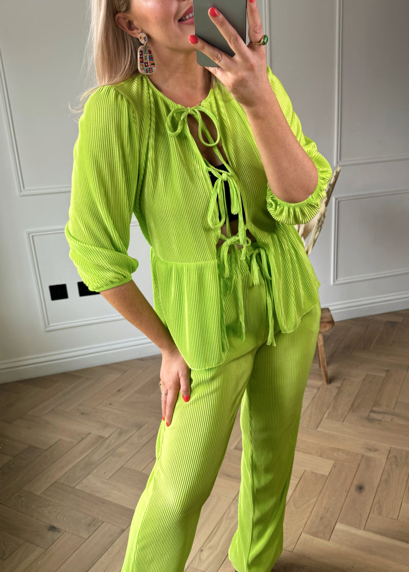 Jemima plisse co-ord - lime