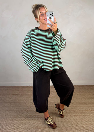 Nico crew neck striped tee - Chocolate/mint