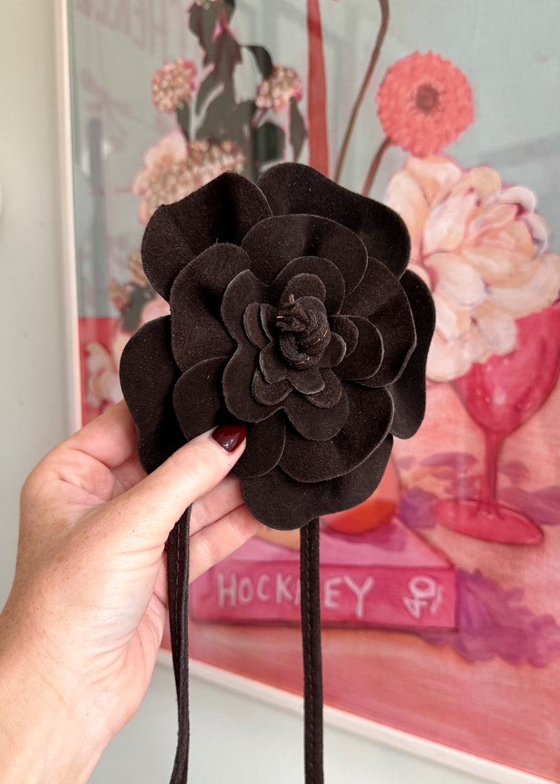 Corsage Leather belt - chocolate