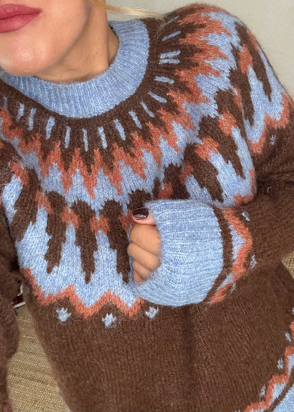 Aspen fair isle knit - chocolate