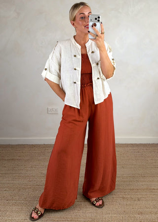 Linen military jacket - Cream