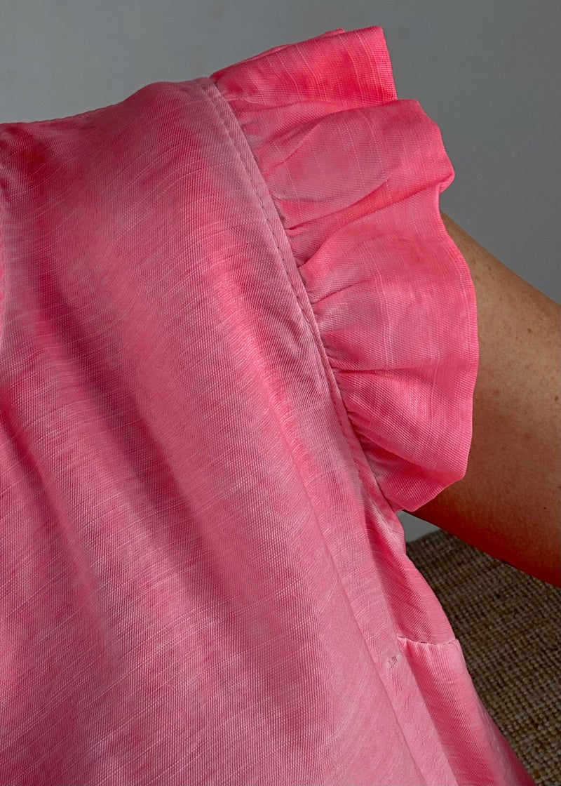 Kiki Frill top - neon coral