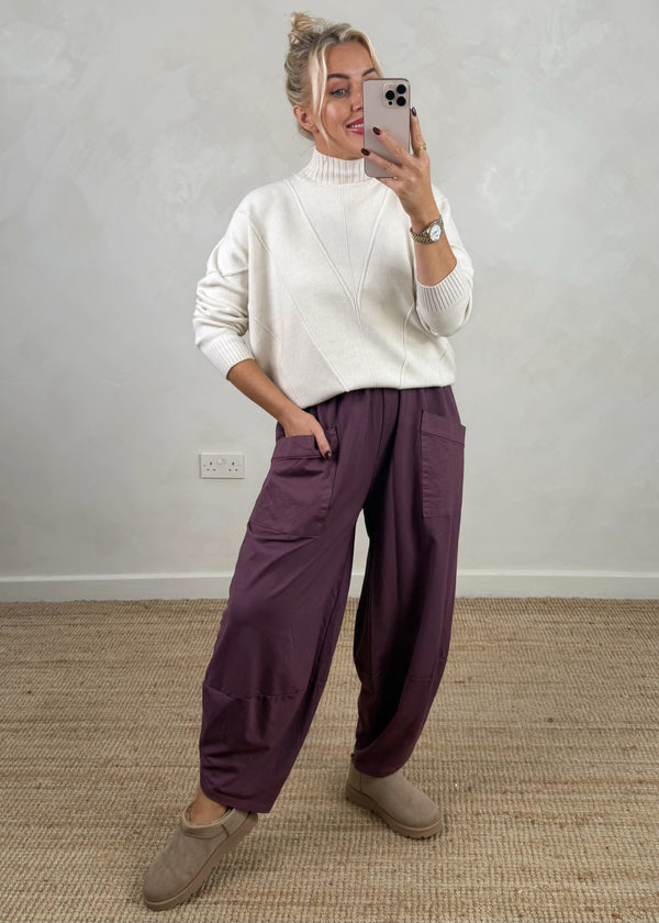 Moda casual pants - damson