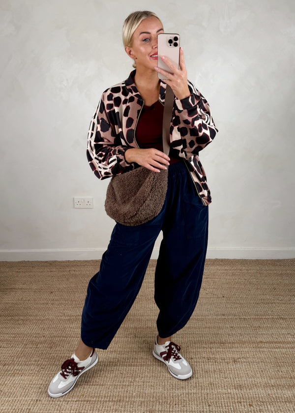 2 stripe bomber jacket - Mocha