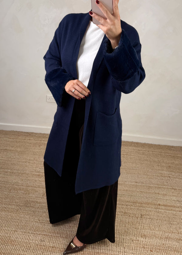 Georgie fur cardigan - navy