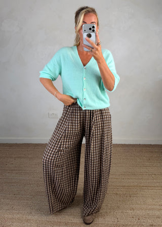 AW Bexley checked barrel leg trouser - three