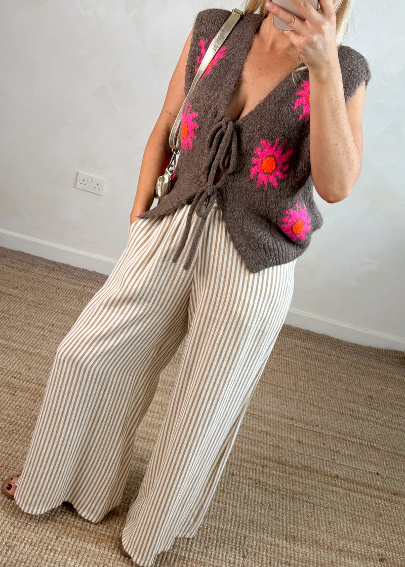 Sunny tie front knit - brown