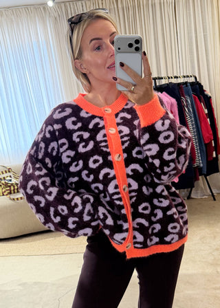 Sam chunky animal print knit - Aubergine