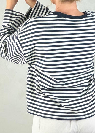 Nico crew neck striped tee - Navy/cream
