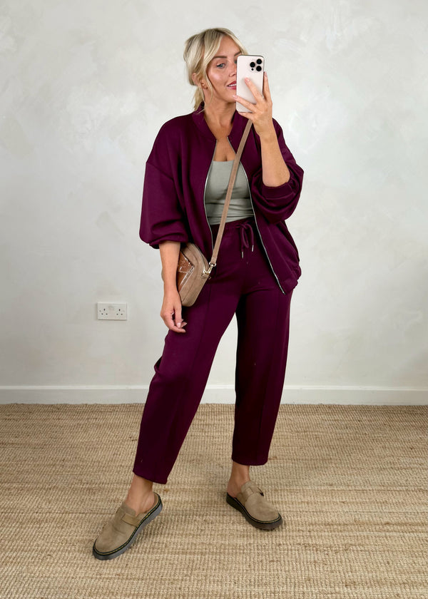 Carrot leg bomber co-ord set - Damson