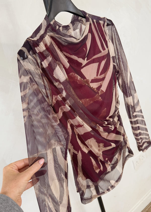 Talia Sheer top - Merlot