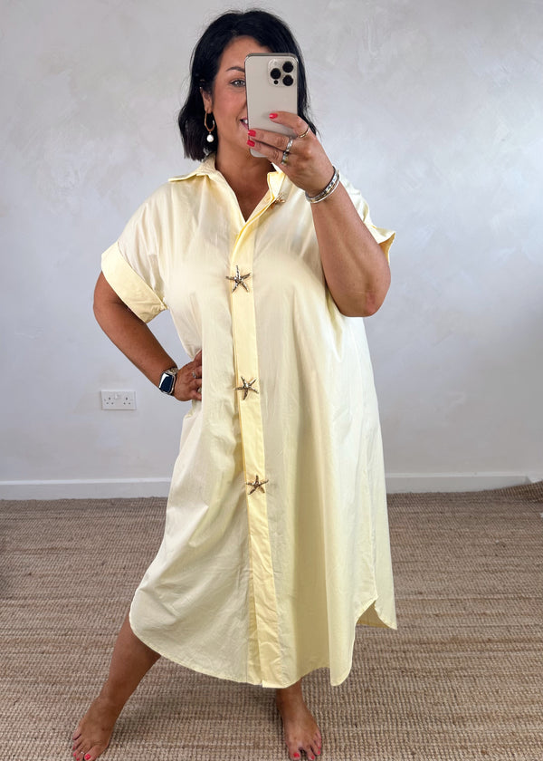 Starfish shirt dress - lemon