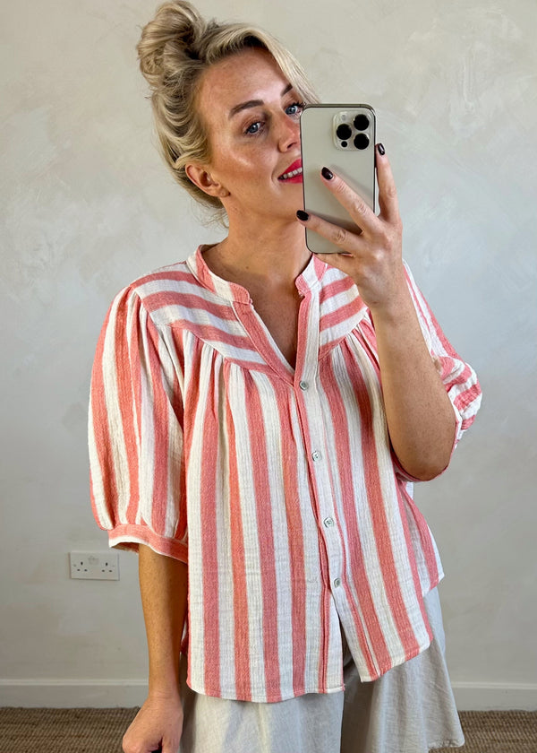 Regatta striped top - rose